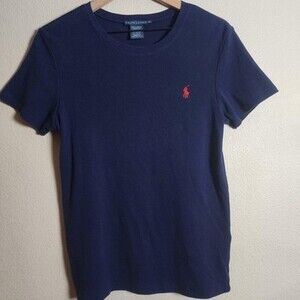 Ralph Lauren Shirt Mens XL Navy Blue Red Pony Logo Crewneck Cotton Tee